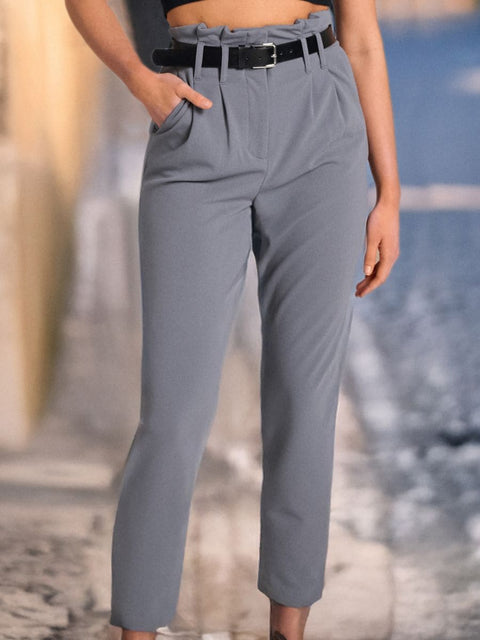 Sinsay Women's Gray Paperbag Trousers With Black Leather Belt | Sinsay In Lebanon