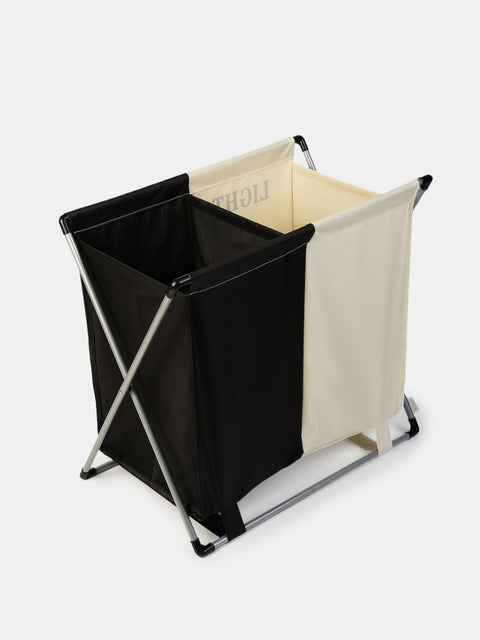 Sinsay Cream & Black Tow Compartment Laundry Storage Basket | Sinsay In Lebanon