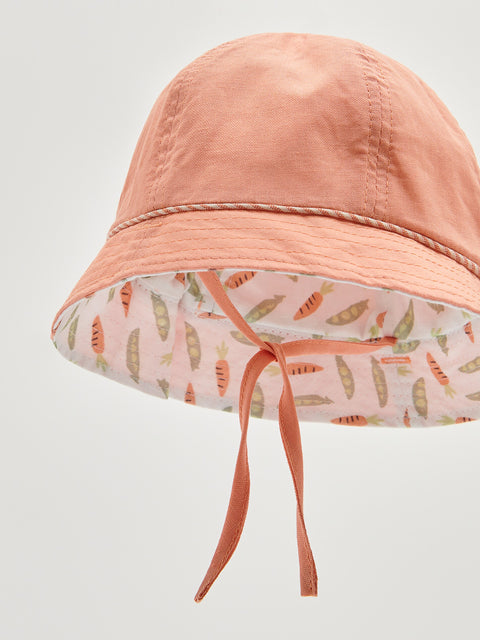 Reserved Baby Girl's Light Orange Reversible Cotton Hat | Reserved In Lebanon