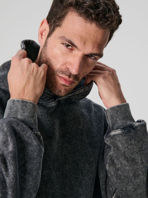 Sinsay Men's Washed Black Sports Hoodie | Sinsay In Lebanon
