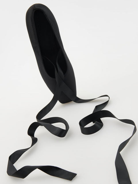 Reserved Women's Black Satin Ballerinas With Tie Straps |Reserved In Lebanon