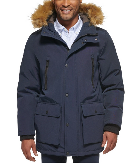 Club Room Men's Navy Faux Fur Hood Ultra Loft Parka Jacket | Club Room In Lebanon