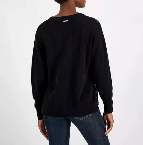 Michael Kors Women's  Black Studded Crewneck Sweater | Michael Kors In Lebanon