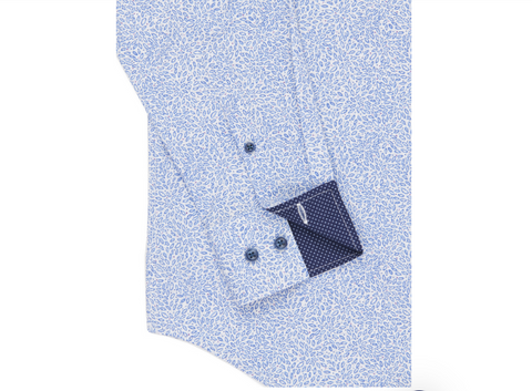 Construct Men's Blue Printed Slim-Fit 4 Way Stretch Dress Shirt|Construct In Lebanon