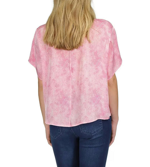 Michael Kors Women's Pink Petal Print Dolman Sleeve Blouse | Michael Kors In Lebanon