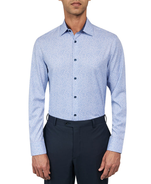Construct Men's Blue Printed Slim-Fit 4 Way Stretch Dress Shirt|Construct In Lebanon