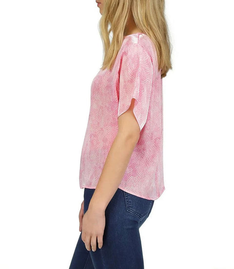 Michael Kors Women's Pink Petal Print Dolman Sleeve Blouse | Michael Kors In Lebanon