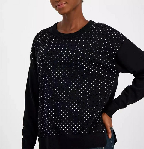 Michael Kors Women's  Black Studded Crewneck Sweater | Michael Kors In Lebanon