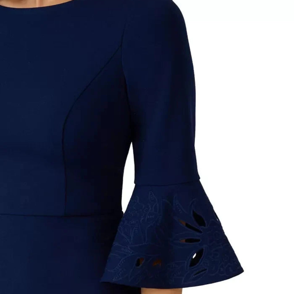 Adrianna Papell Women's Navy Eyelet Embroidered Dress