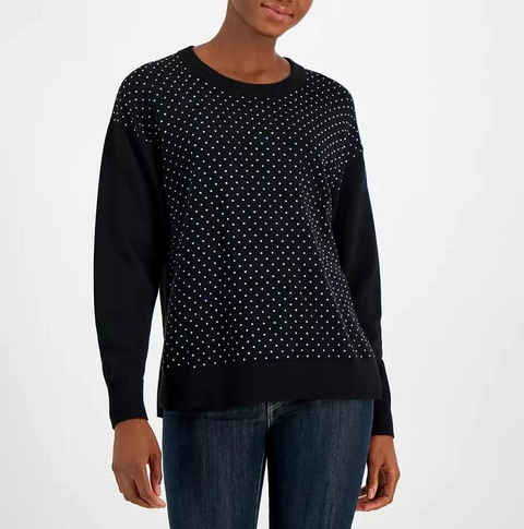 Michael Kors Women's  Black Studded Crewneck Sweater | Michael Kors In Lebanon