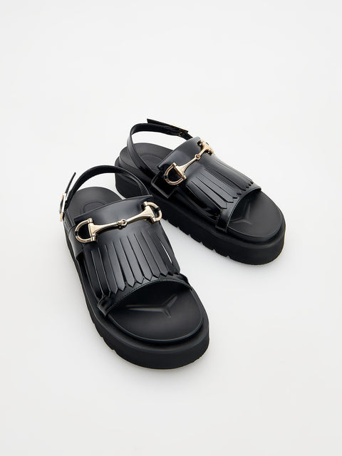 Reserved Women's Black Sandals With Buckles | Reserved In Lebanon