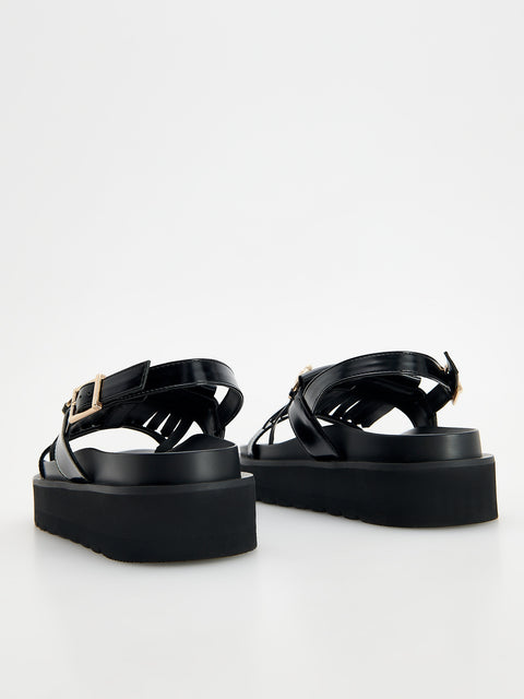 Reserved Women's Black Sandals With Buckles | Reserved In Lebanon