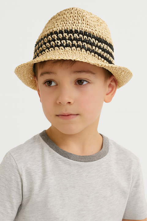 Reserved Boy's Beige Straw Bucket Hat | Reserved In Lebanon
