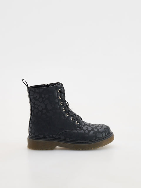 Reserved Girl's Black Animal Print Ankle Boots | Reserved In Lebanon
