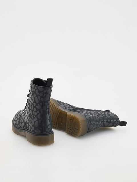 Reserved Girl's Black Animal Print Ankle Boots | Reserved In Lebanon