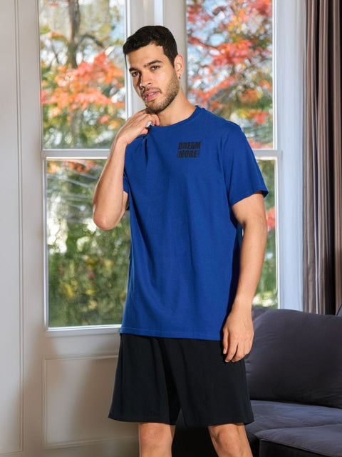Sinsay Men's Black & Dark Blue Short Pajama Set 2pcs | Sinsay In Lebanon