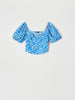 Sinsay Women's Blue Floral Puff Sleeve Smocked Crop Top | Sinsay in Lebanon