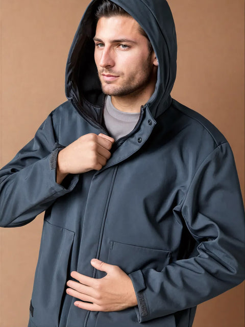 Sinsay Men's Dark Gray Smooth Regular Fit Hooded Jacket|Sinsay In Lebanon