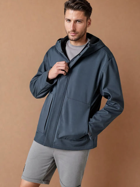 Sinsay Men's Dark Gray Smooth Regular Fit Hooded Jacket|Sinsay In Lebanon