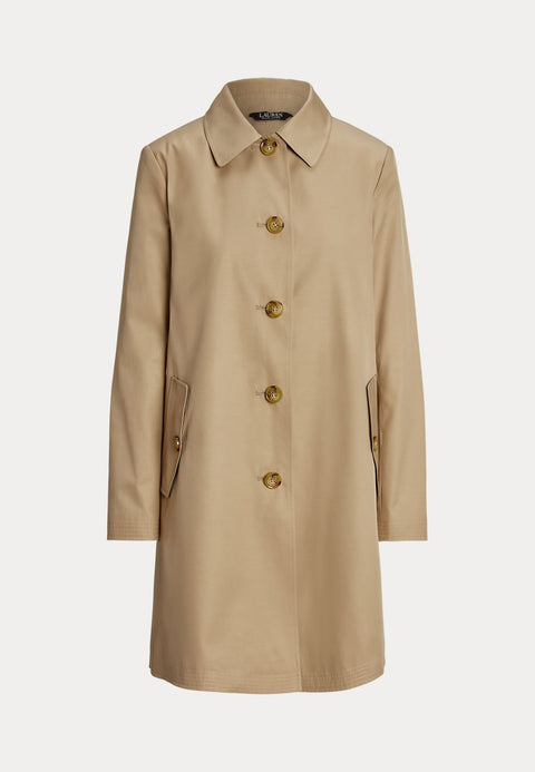 Lauren Ralph Lauren Women's Tan Hooded Cotton Blend Balmacaan Short Coat | Lauren Ralph Lauren In Lebanon