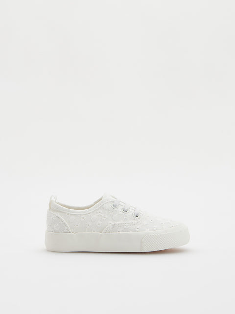 Reserved Girl's White Cotton Slip-on Sneakers | Reserved In Lebanon