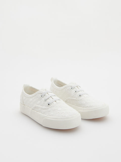 Reserved Girl's White Cotton Slip-on Sneakers | Reserved In Lebanon
