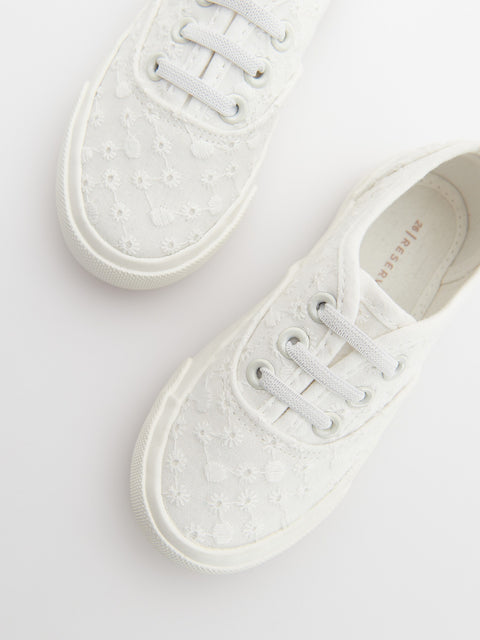 Reserved Girl's White Cotton Slip-on Sneakers | Reserved In Lebanon