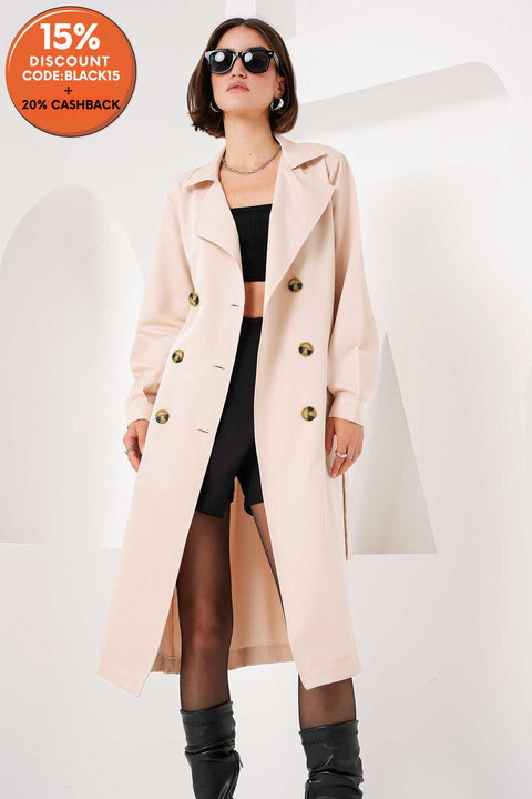 Big Dart Women's Beige Double-Breasted Trench Coat | Big Dart In Lebanon
