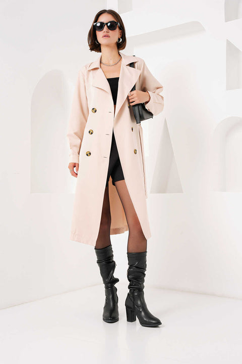 Big Dart Women's Beige Double-Breasted Trench Coat | Big Dart In Lebanon