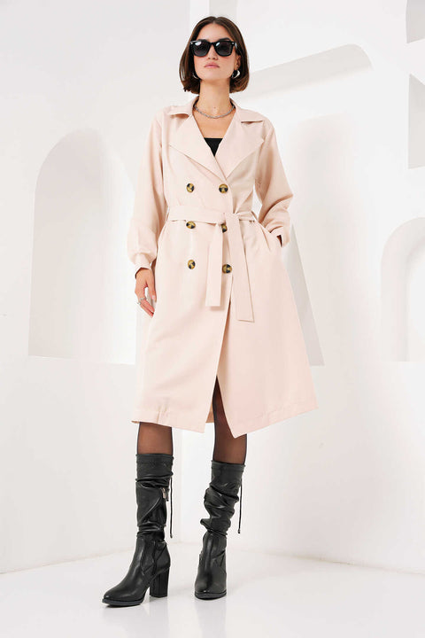 Big Dart Women's Beige Double-Breasted Trench Coat | Big Dart In Lebanon