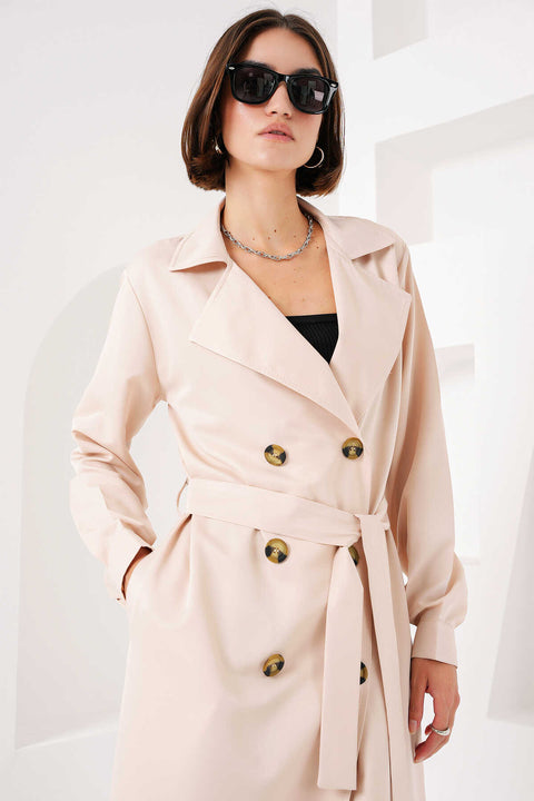 Big Dart Women's Beige Double-Breasted Trench Coat | Big Dart In Lebanon