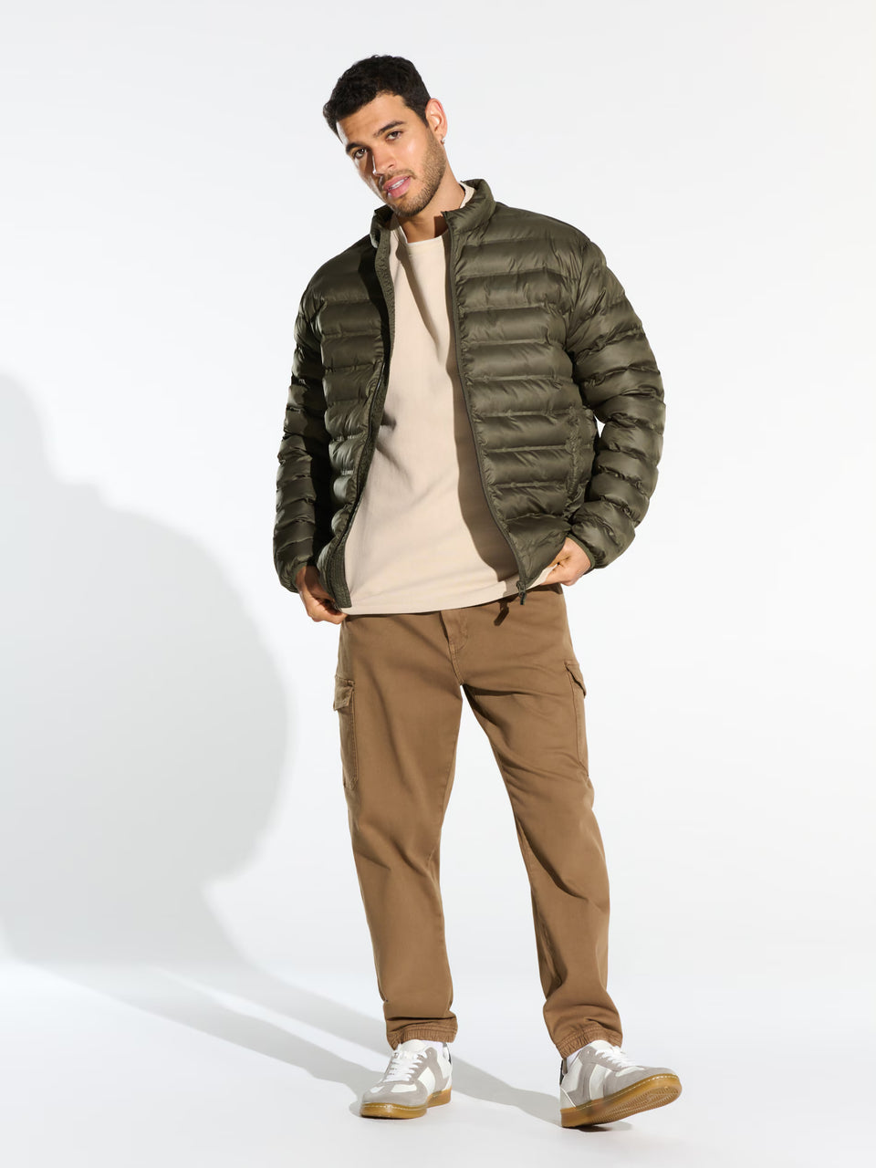 Sinsay Men Olive Green Hooded Padded Jacket | Sinsay in Lebanon