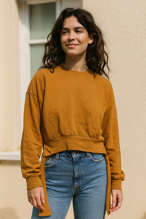 Zara Women's Camel Long-Sleeve Sweatshirt | Zara in Lebanon