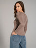 Sinsay Women Brown Ribbed Long Sleeve T-Shirt | Sinsay in Lebanon