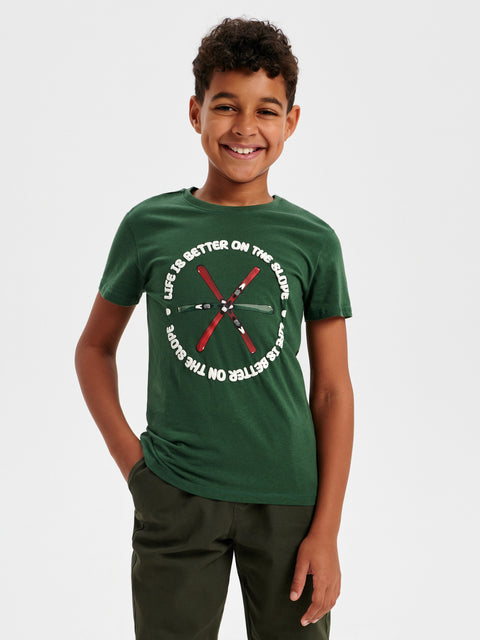 Sinsay Boy's Green Round Neck T-Shirt With Print | Sinsay In Lebanon