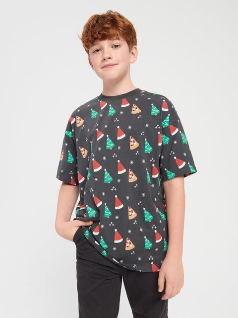 Sinsay Boy's Gray Multi Christmas Printed Crew Neck T-Shirt|Sinsay In Lebanon