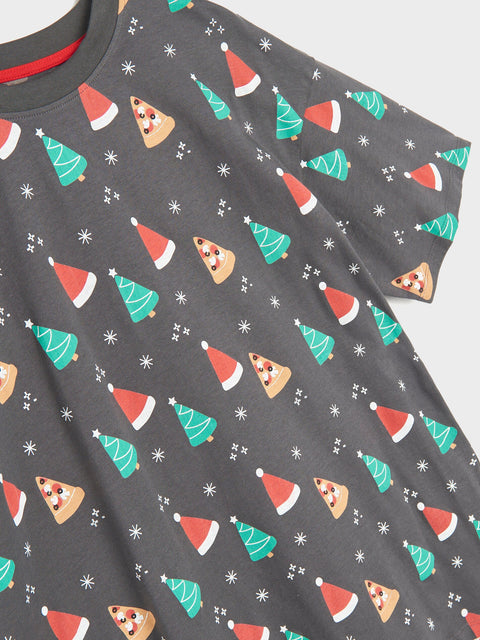 Sinsay Boy's Gray Multi Christmas Printed Crew Neck T-Shirt|Sinsay In Lebanon
