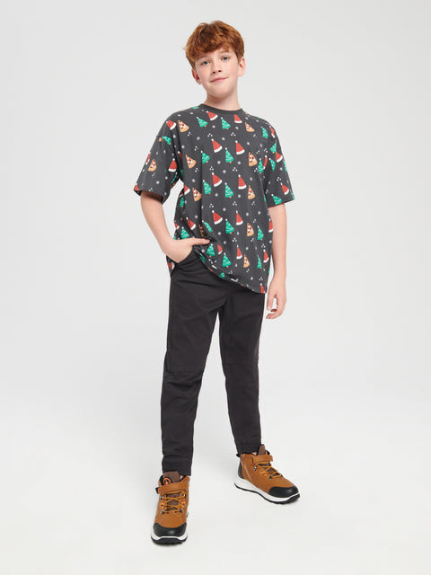 Sinsay Boy's Gray Multi Christmas Printed Crew Neck T-Shirt|Sinsay In Lebanon