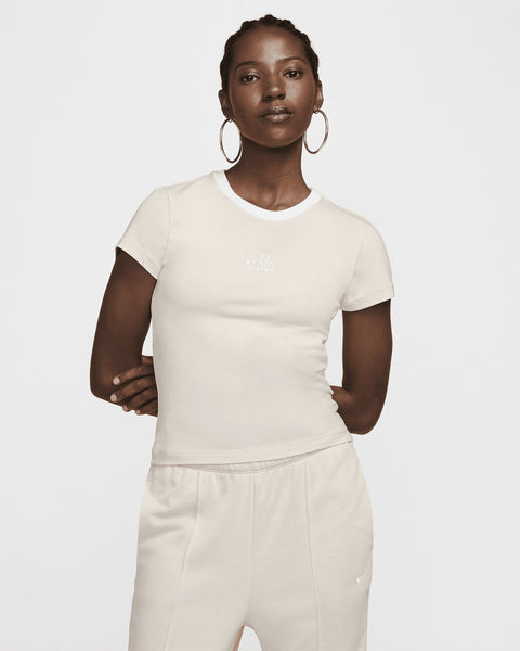 Nike Women's Beige Sportswear Chill Knit Slim Cropped T-Shirt | Nike In Lebanon