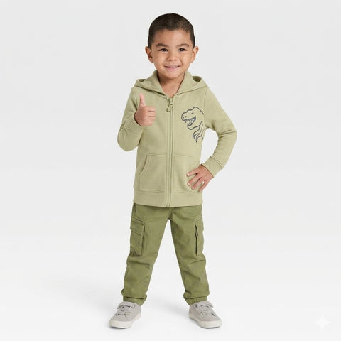 Cat & Jack Boy's Light Green Fleece Zip-Up Hooded Jacket | Cat & Jack In Lebanon