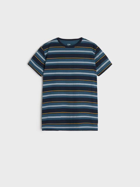 Sinsay Boy's Navy Blue Striped Short Sleeve T-Shirt | Sinsay In Lebanon