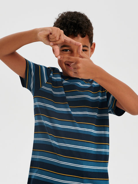 Sinsay Boy's Navy Blue Striped Short Sleeve T-Shirt | Sinsay In Lebanon