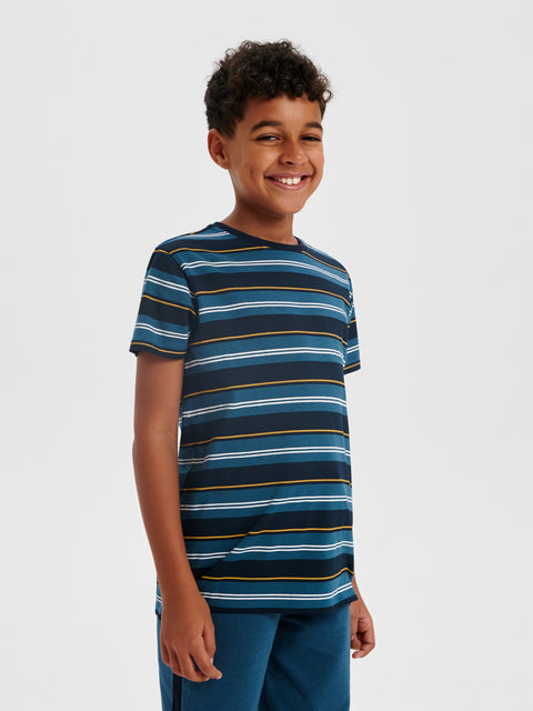 Sinsay Boy's Navy Blue Striped Short Sleeve T-Shirt | Sinsay In Lebanon