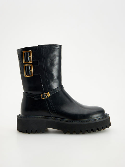 Reserved Girl's Black Leather Ankle Boots | Reserved In Lebanon