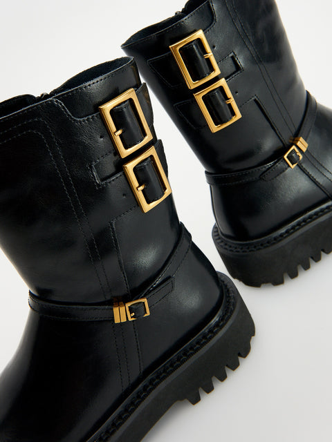 Reserved Girl's Black Leather Ankle Boots | Reserved In Lebanon