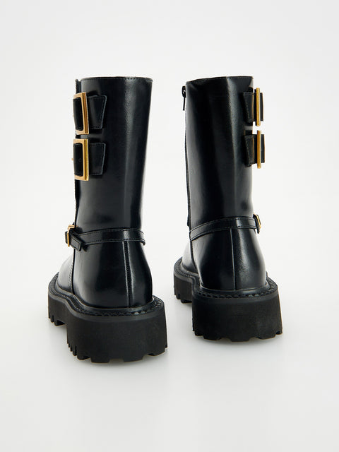 Reserved Girl's Black Leather Ankle Boots | Reserved In Lebanon