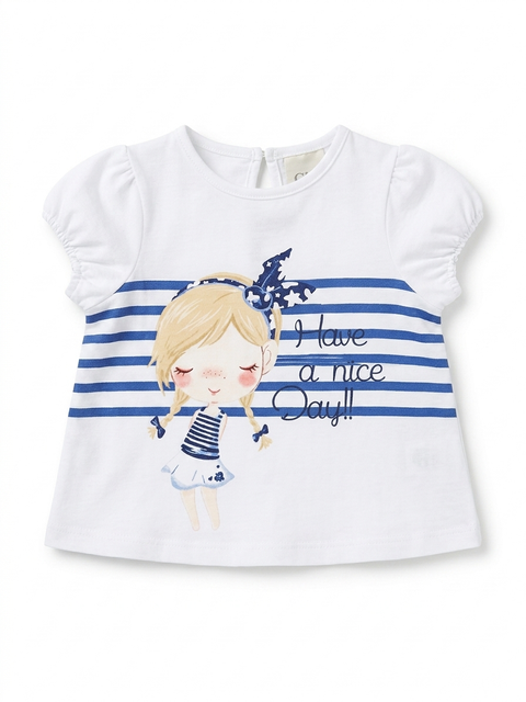 Charanga Baby Girl's White Printed T-Shirt | Charanga In Lebanon