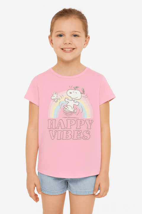 Peanuts Girl's Pink T-Shirt ABFK1658