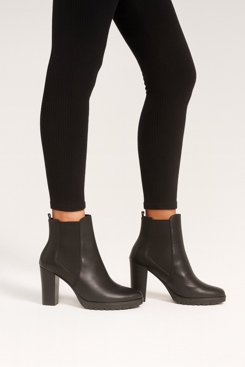 Tata Italia Women's Black Leather Heeled Ankle Boot | Tata Italia In Lebanon