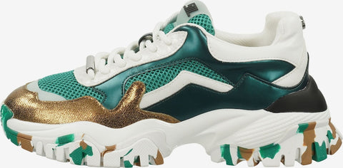 Steve Madden Women's Green & White Synthetic Tailgate Sneakers |Steve Madden In Lebanon